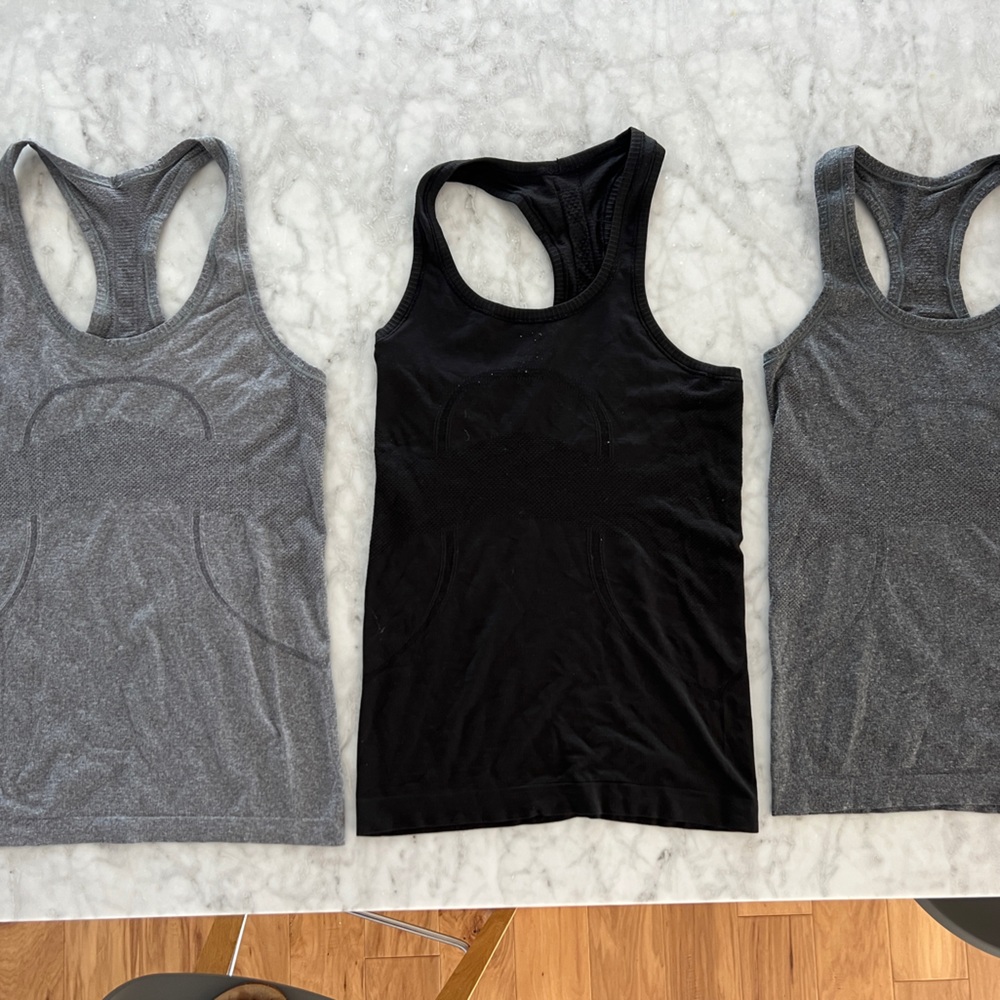 lululemon athletica Gray and Black Tank Tops